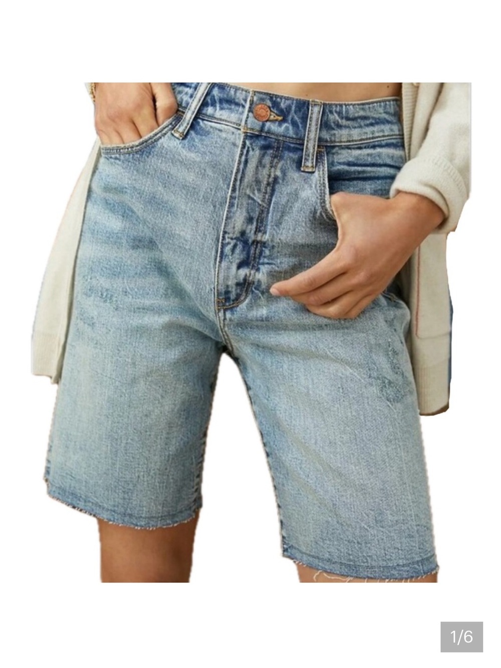 Anthropologie PILCRO Denim‎ Shorts Bermuda Jorts Light Wash Size 28